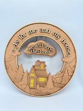 Vintage Abbey Press As For Me and My House Resin Wall Plaque 1986 1.30 lb